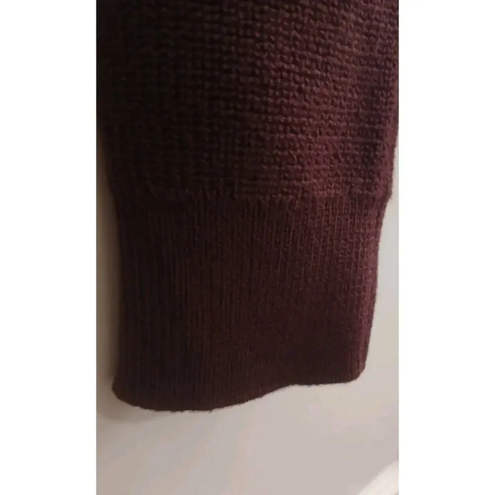 MICHAEL KORS Women's Crew Neck Pullover Sweater Gold Buttons Burgundy Sz S